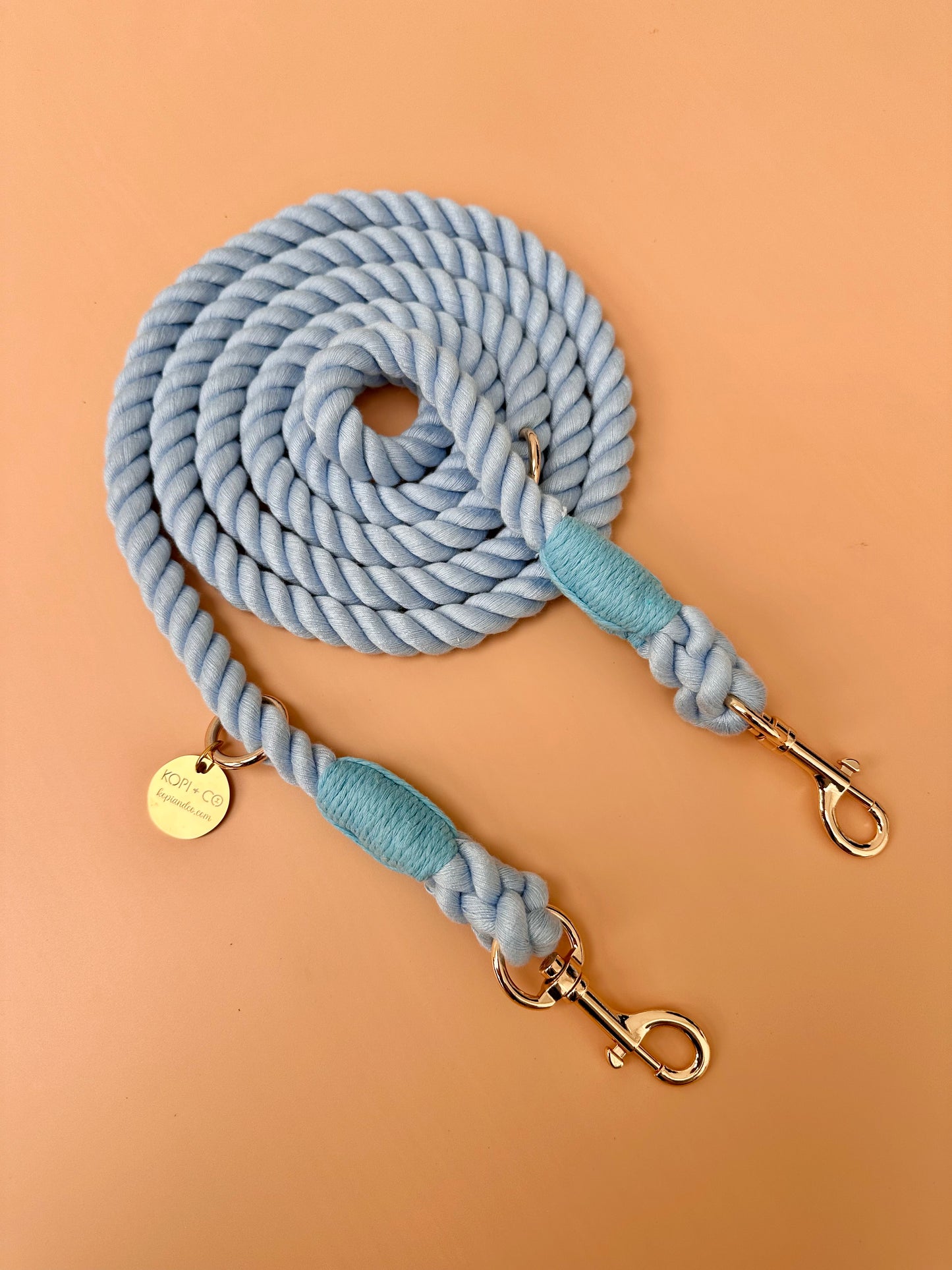 Multiway Cotton Rope Lead - Baby Blue