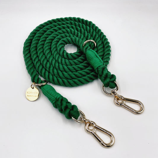 Multiway Cotton Rope Lead - Dark Green