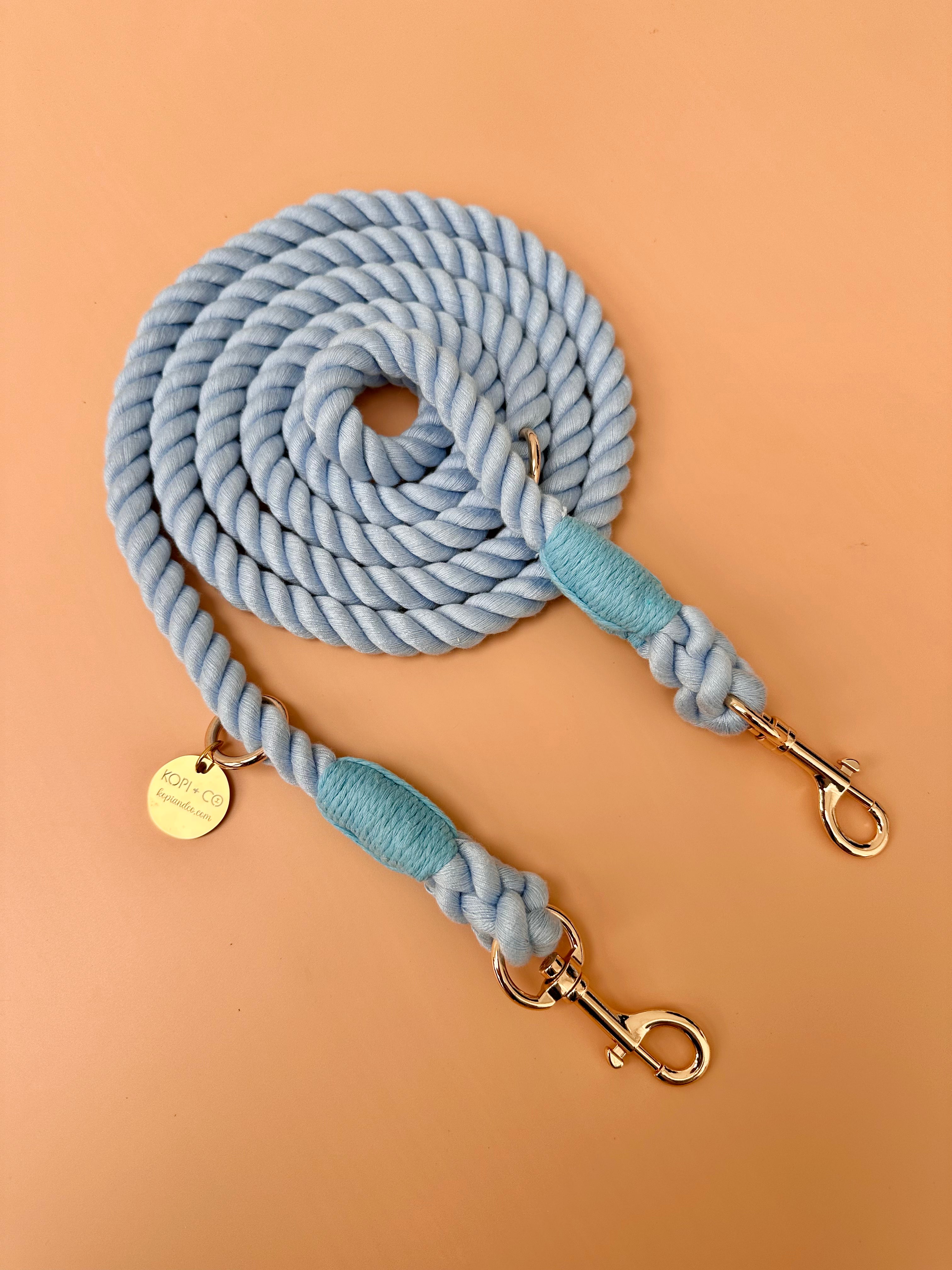 Open Rope Lead Multiway Cotton Rope Lead - Baby Blue – Kopi & Co.