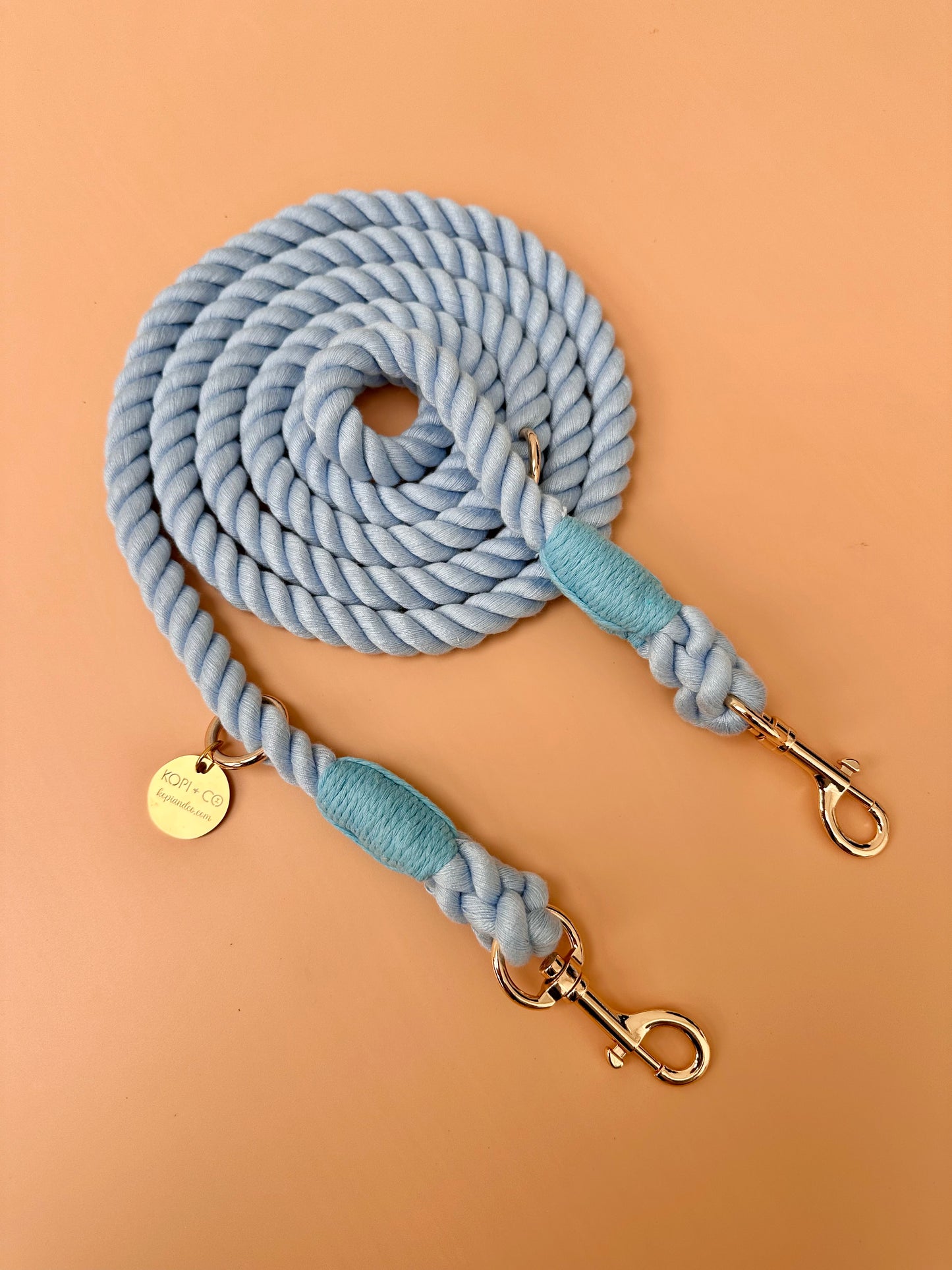 Multiway Cotton Rope Lead - Baby Blue