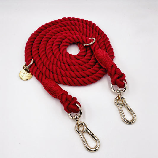 Multiway Cotton Rope Lead - Red